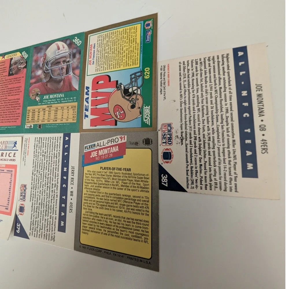 San Francisco 49ers Joe Montana Jerry Rice Steve Young Card Lot Score Pro Set